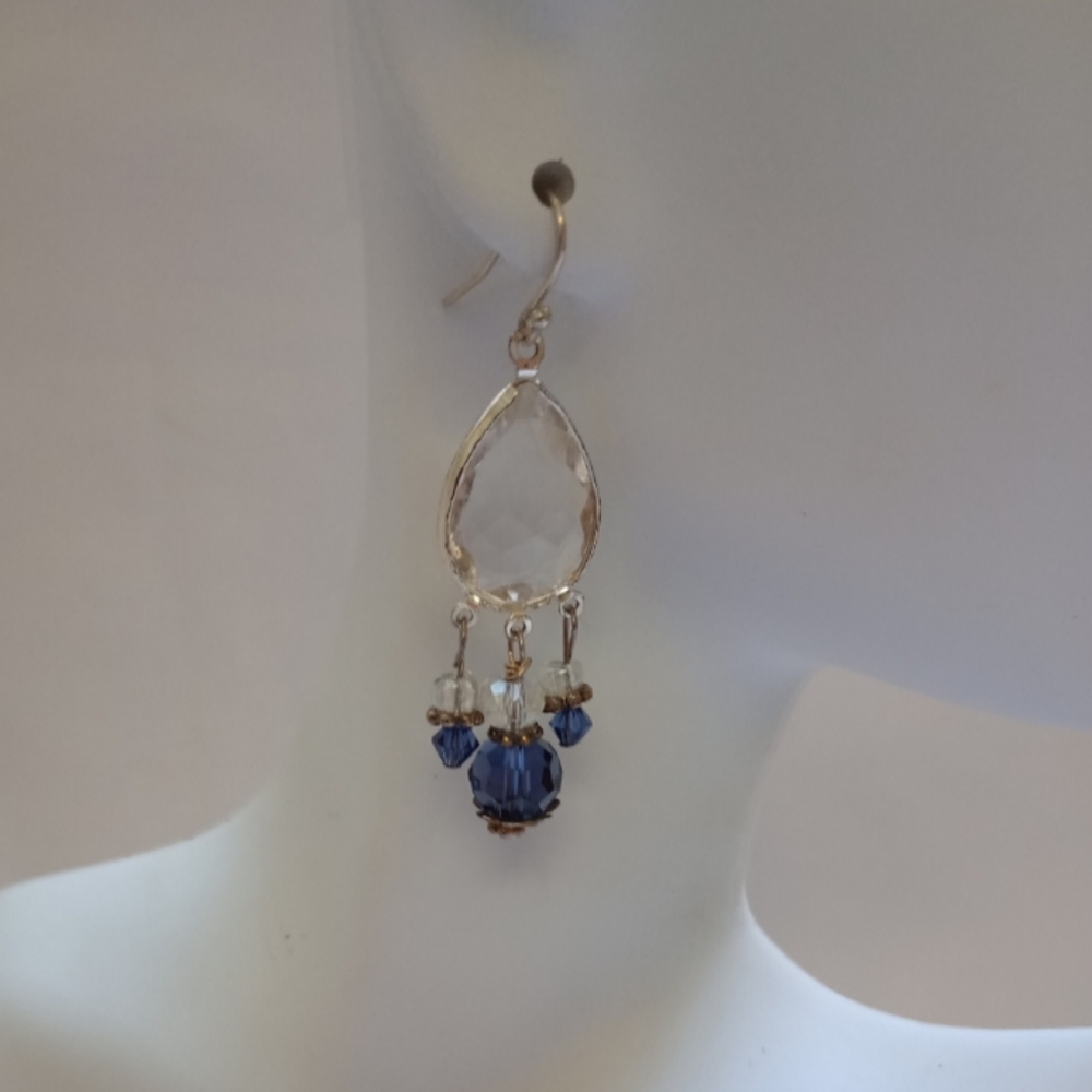 Handmade Silver and Blue Earrings Dangle Casual Party Summer Winter Quiet Luxury